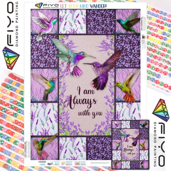 Two Hummingbirds & Love FIYO DIY 5D Diamond Painting Full Drill with Number Kits Home and Kitchen Fashion Mosaic Diamond Painting Canvas Wall Decorat
