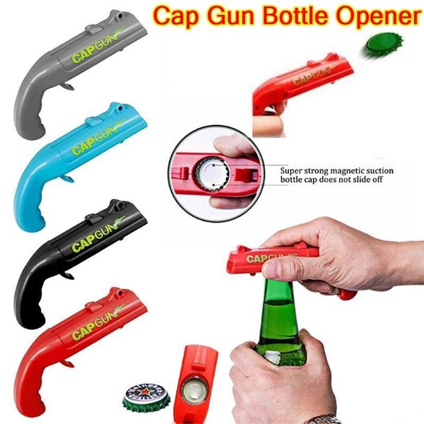 1 pièce, ouvre-bouteille de pistolet à bouchon, ouvre-bouteille de bière, tireur drôle, lanceur avec tire-bouchon en bonus, ouvre-bouteille pour la m