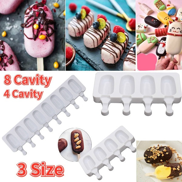 4-8 Cavity Silicone Frozen Ice Cream Mold Homemade Food Grade DIY Popsicle Maker Juice Yogurt Mould