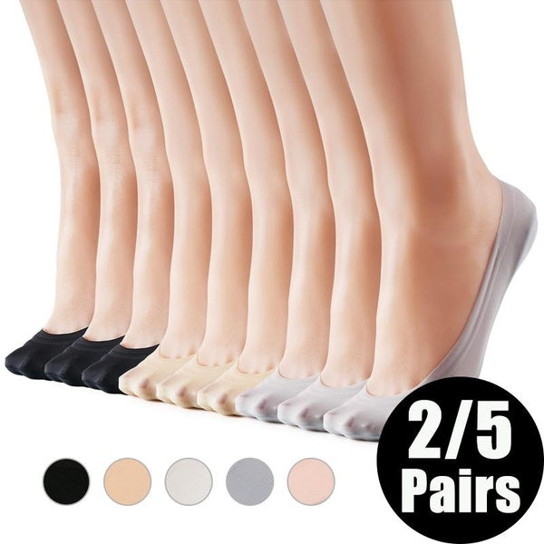 2Pairs-5Pairs Womens No Show Socks, Summer Thin Liner Low Cut Socks, Non Slip Socks for Women Footies Invisible (5 Colors)