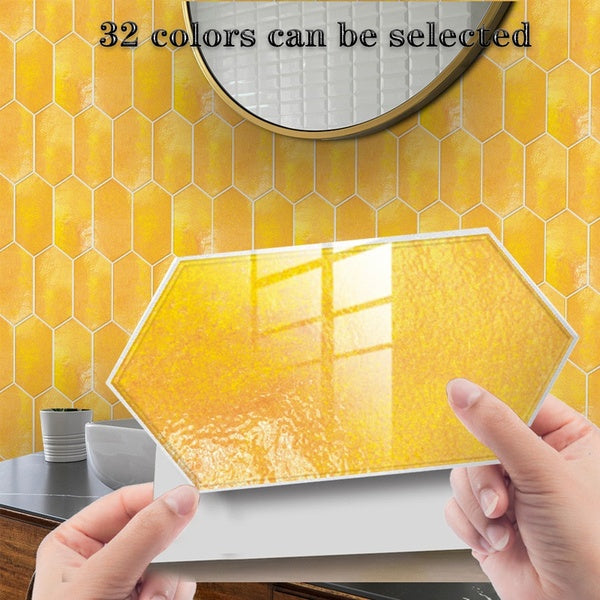 1 set-12 pcs Imitation Marbling PVC Crystal Film Wall Sticker creative tile paste kitchen bathroom Wall decoration wall stickers waterproof non-slip