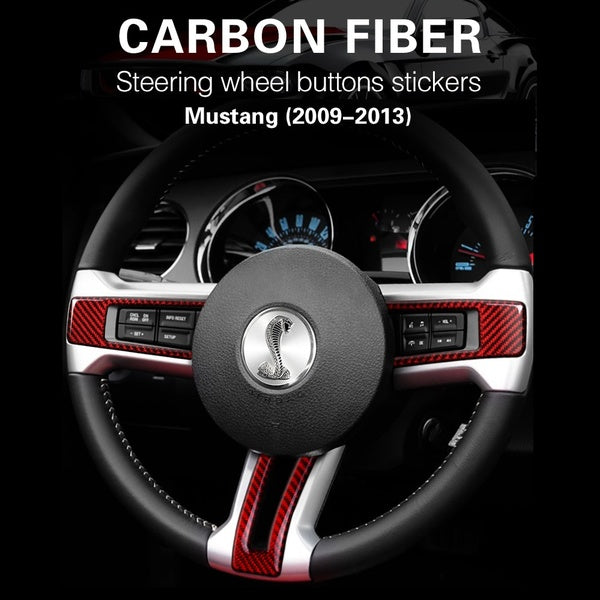 Car Interior Moulding Trim Steering Wheel Frame Carbon Fiber Sticker Decal For Ford Mustang 2009-2013 Year Car Accessories
