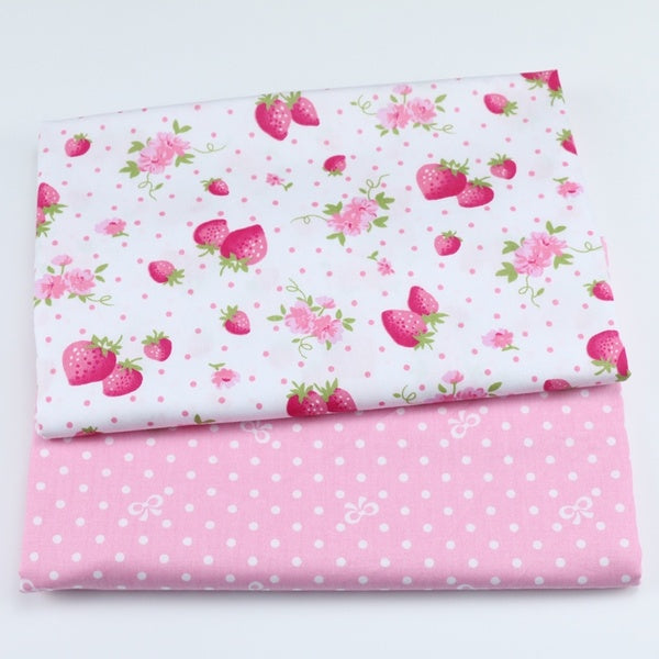 50cm*160cm Cartoon Fruit Strawberry Bow Printed Cloth 100% Cotton Twill Fabric DIY Patchwork Tissu Quilting Clothes Baby Quilt Cotton Linen Handmade