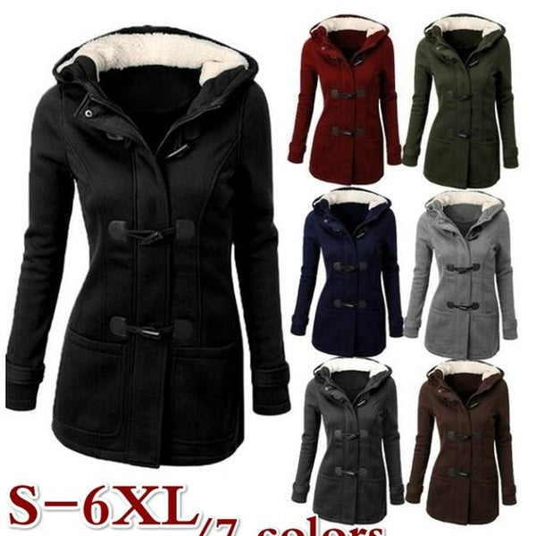 Fashion Women Winter Claw Clasp Ladies Wool Blend Classic Pea Coat Jacket Manteau Femme Plus Size S-6XL