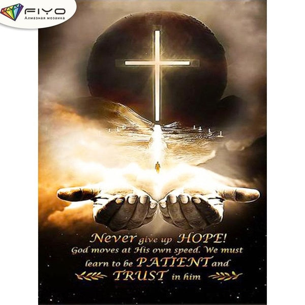 FIYO Religion DIY 5D Diamond Painting Full Drill with Number Kits Home and Kitchen Fashion Mosaic Diamond Painting Canvas Wall Decoration Gift Crafts
