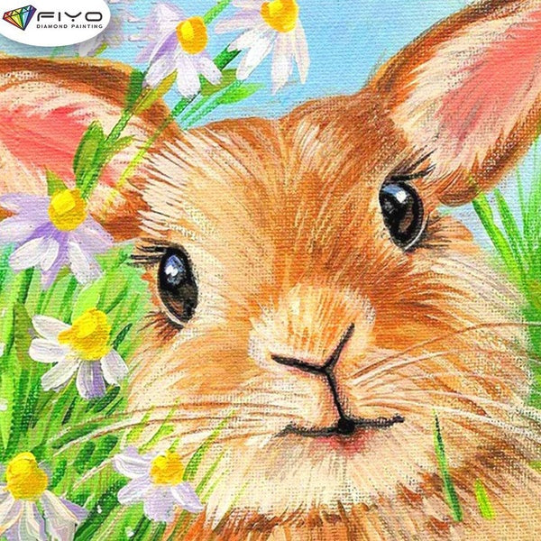 FIYO Rabbit Diamond Painting Kits For Adults DIY 5D Diamond Mosaic Diamond Painting Home and Kitchen Fashion Canvas Pictures Wall Decoration Gifts Ar