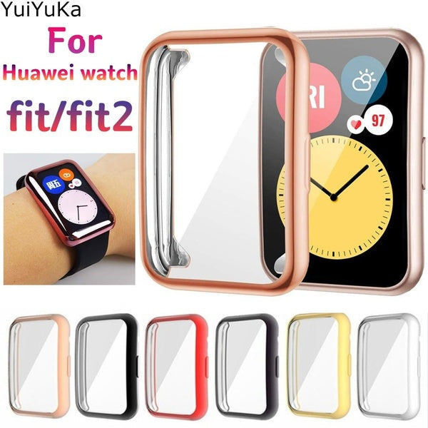 YuiYuKa Coque en TPU pour Huawei Fit2 Watch pour Huawei Watch Fit-Fit 2 Plaqué Couverture Smartwatch Accessoires Bumper All Around Screen Protector
