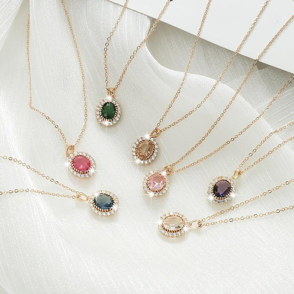 18K plaqué or blanc saphir Zircon chaîne colliers pour femmes tempérament charme mariage fiançailles fête pendentif collier