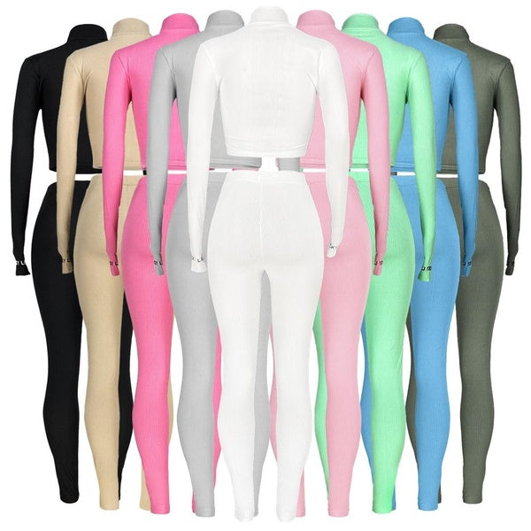 Skims Dupes Survêtement moulant 2 pièces avec haut long fileté et leggings de yoga longs pour femme Ensemble d'entraînement 2 pièces