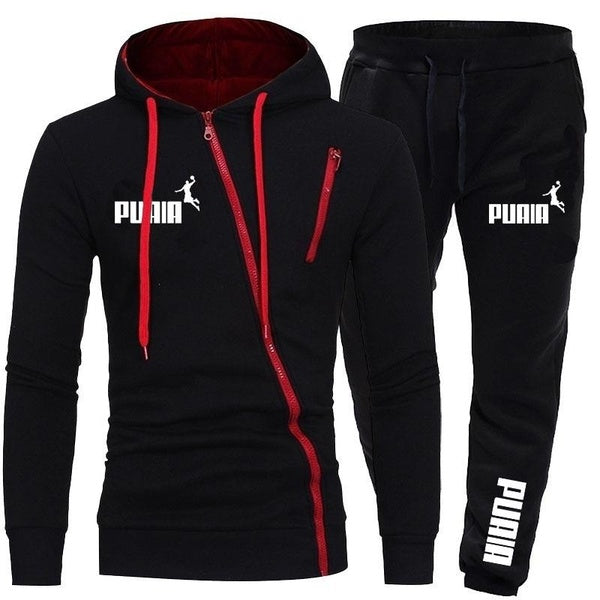 Autumn Winter Mens Zipper Jackets Outfits Classic Male Outdoor Casual Sports Jogging Suit Hoodies and Sweatpants