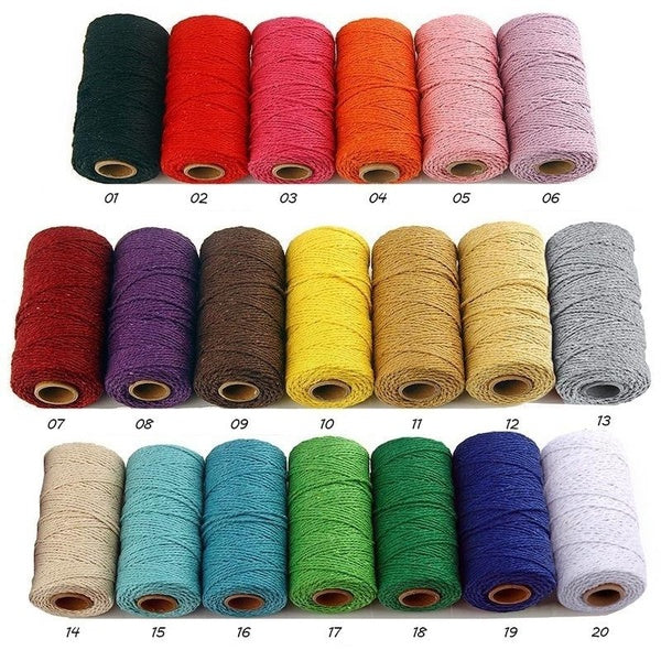 100 Yards Handmade Natural Cotton Cord Craft Twisted Rope Macrame Artisan String DIY Wedding Decor