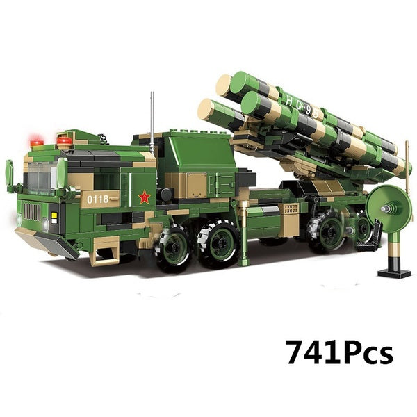 Série militaire seconde guerre mondiale armée chinoise lancement de fusée à longue portée véhicule blindé modèle de bricolage blocs de construction b