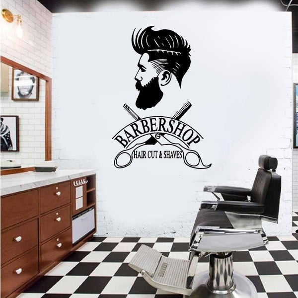Barber Shop Window Decal Hipster Man Wall Sticker Hair Salon Murals Haircut Logo Wall Poster