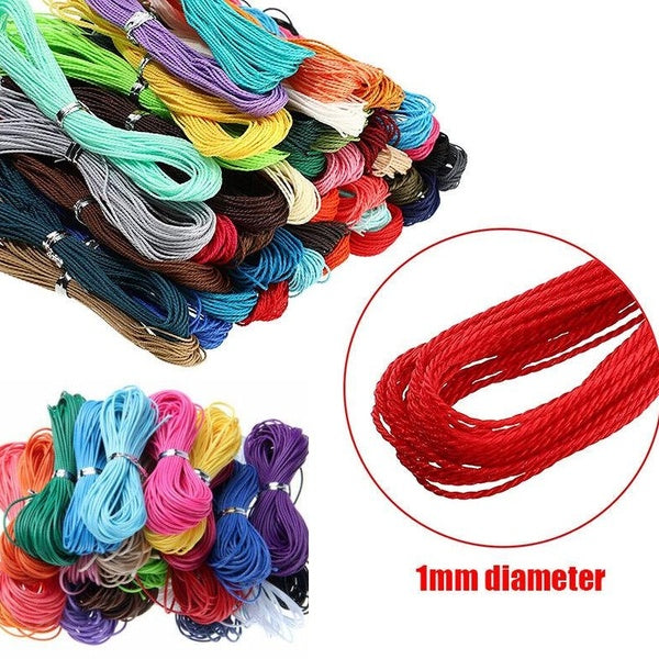 10M 1mm Cotton Waxed Cord Beading Rattail Braided DIY String Thread Jewellery Making []