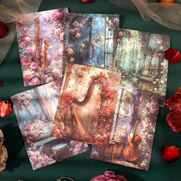 30Pcs-Pack Athena Piano Room Series Scrapbooking Decoration Paper Perfect for Collage Journal Craft DIY Supplies