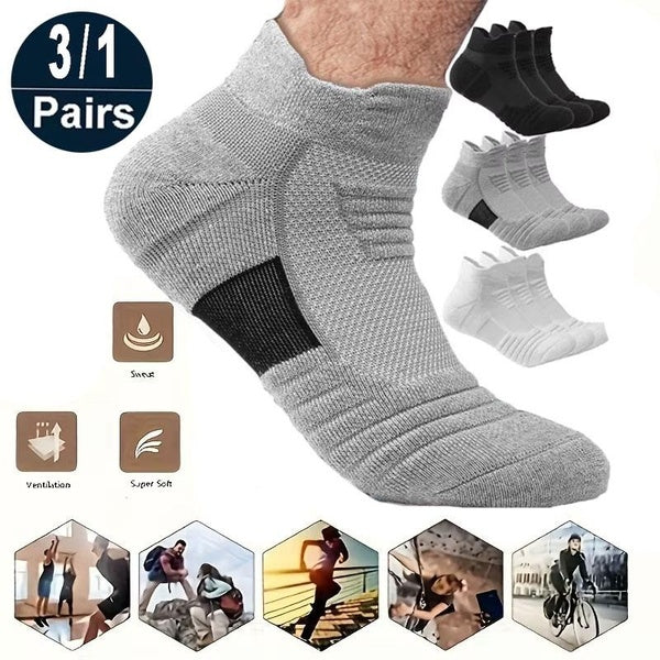 1-3 Pairs of Men's and Women's Anti Slip Soccer Socks, Short Tube Cotton Socks, Basketball Sports Socks, Breathable and Deodorizing Socks 39-45