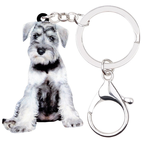 Acrylic Sweet Schnauzer Dog Key Chains Ring Animal Jewelry Keychains For Women Girls Pet Bag Car Keys Purse Gift Party Charms