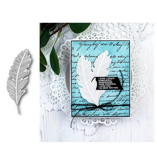 Metal Dies Feather Leaf Embossing Die Cut Frame Cutting Dies for Diy Scrapbooking Dies Paper Card Making Decoration Craft Dies