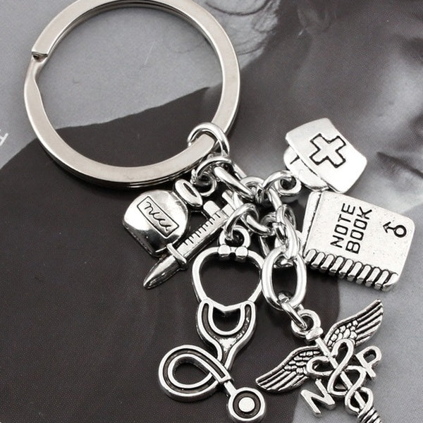 Personalized Syringe Stethoscope KeyChain Nurse Cap NoteBook Keyring Doctor Physicians Medical Graduation Gift