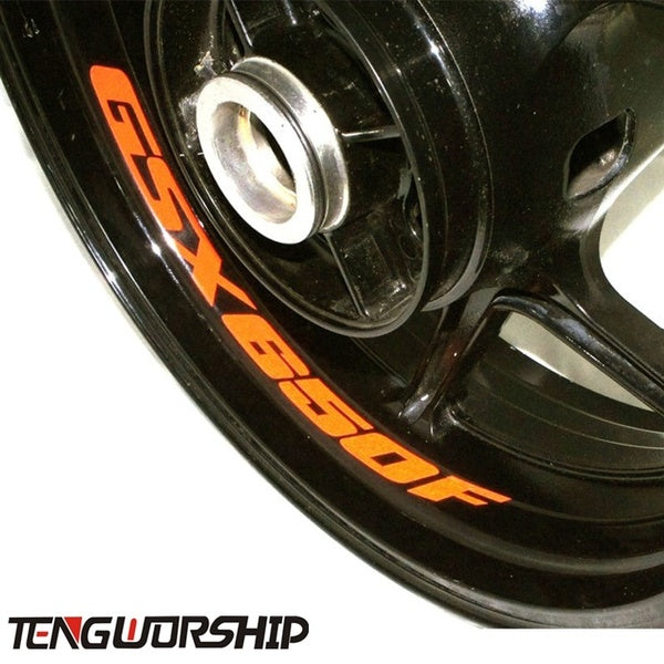 Teng Worship 8 X CUSTOM INNER RIM DECALS WHEEL Reflective STICKERS STRIPES for SUZUKI GSX650F GSX 650F