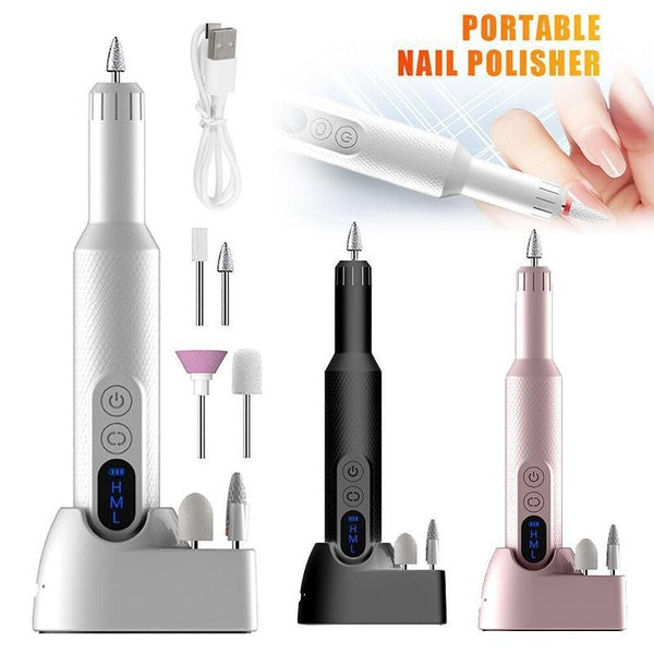 Cordless Electric Nail Drill File Portable Nail Drill Machine + USB Rechargeable Base Manicure Pedicure Gel Remover Kit Nail Drill Pen Polishing Tool