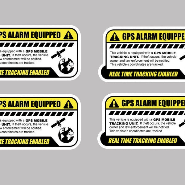 4X GPS tracking sticker anti theft - decal - vehicle security - outside window 4"W x 2"H