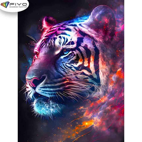 FIYO Starry Tiger Diamond Painting Kits For Adults DIY 5D Diamond Mosaic Diamond Painting Home and Kitchen Fashion Canvas Pictures Wall Decoration Gi