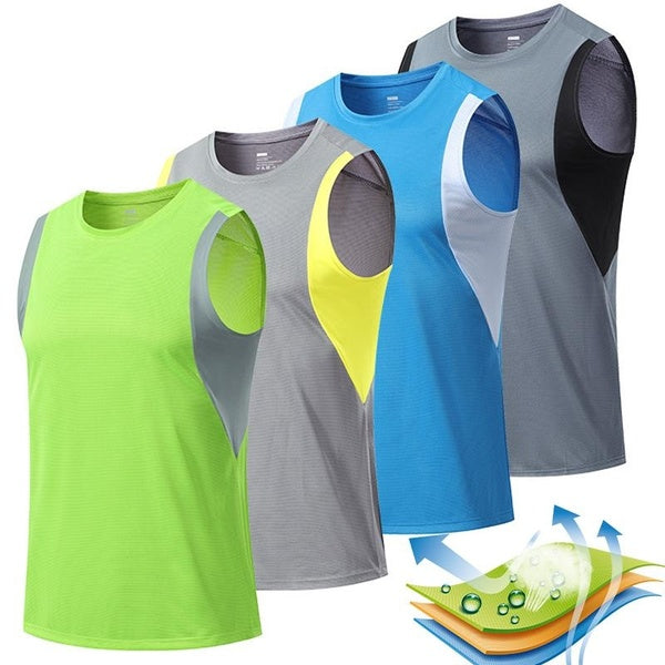 T-shirt de fitness sans manches pour hommes Gilet d'entraînement Bodybuilding Workout Débardeurs Séchage rapide Athletic Gym Sport Jogging Running Sh