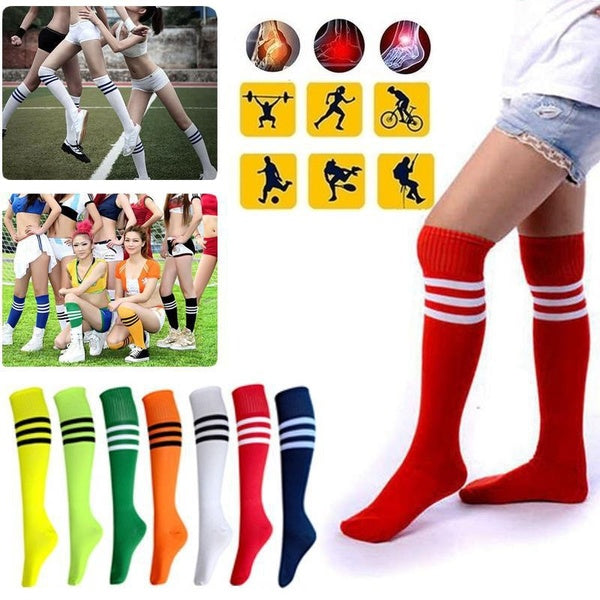1pair Striped Athletic Socks Soccer Tube Socks Long Football Socks Knee High Compression Socks for Women Man Outdoor,Sports, Running, Cycling, Climb