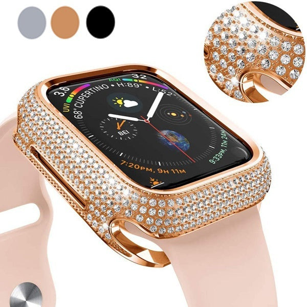 Diamond Cover for Apple Watch Case 44mm 40mm 42mm 38mm for iWatch Series 6 5 se 4 3 2 1 Accessories Luxury Alloy bumper Protector Matron Inn