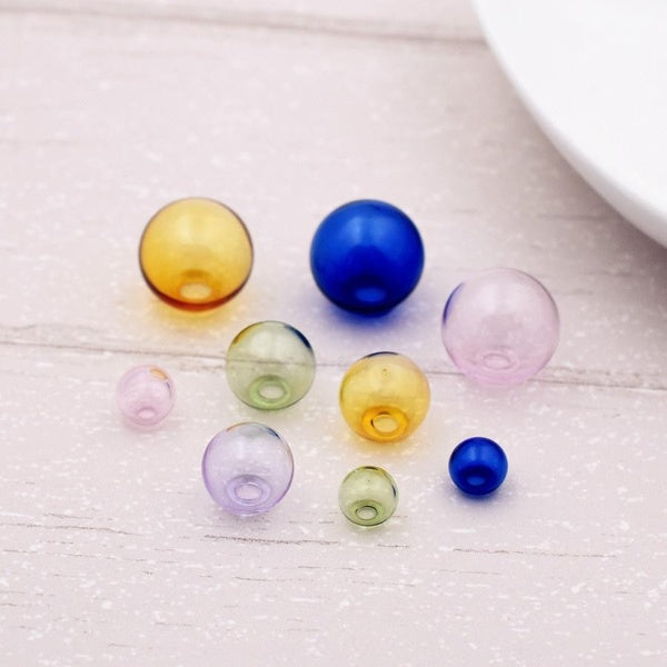 10pieces one hole 8-16mm color glass ball globe beads hollow glass bottle vial jewelry making accessories findings Matron Inn