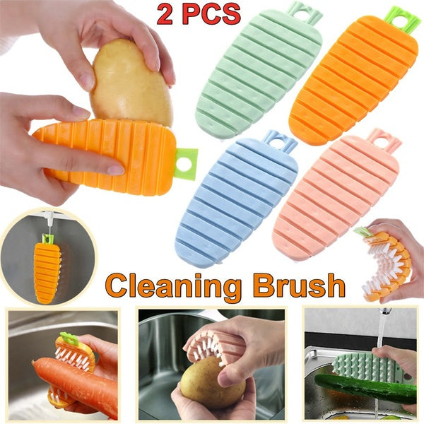 Vegetable Cleaning Brush Cleaning Tool Home Kitchen Potato Scrubbing Brush Fruit Cleaning Brush Carrot Shape Pot Pan Portable Kitchen Tools Vegetable