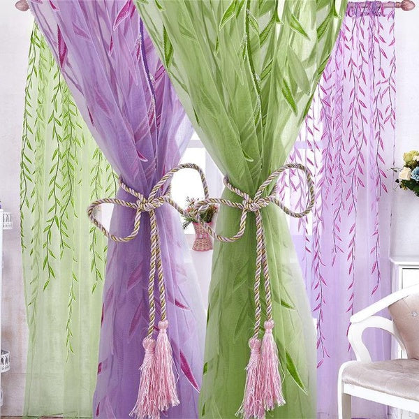 Simple Fresh Pastoral Wind Curtain Suitable Wicker Curtain Window Screen Elegant Modern Tulle for Living Room Bedroom Kitchen Home Decoration(1 pc)