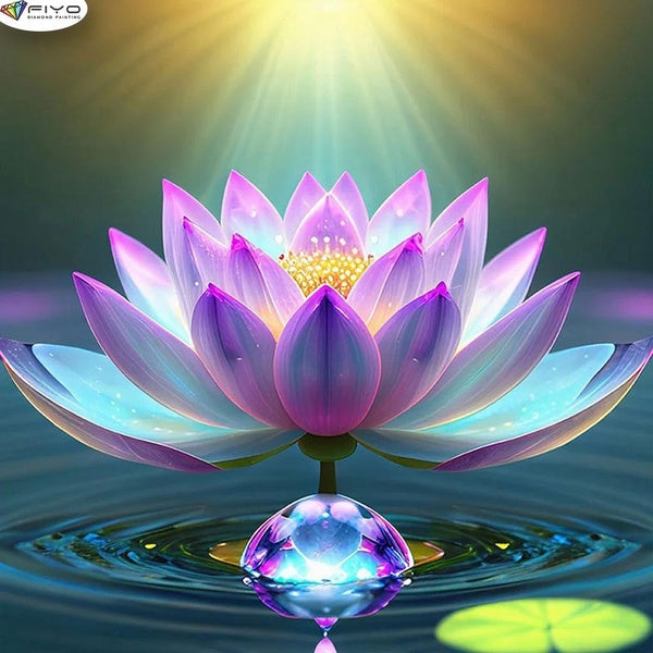 5D Diamond Painting Lotus Diamond Embroidery Full Rhinestone Diy Mosaic Cross Stitch Kit Home DecorGift(FullRound15x25-20x30-30x40-40x50-50x70cm)(Ful