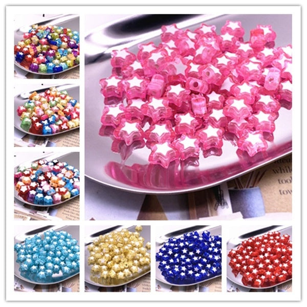 NEW 100pcs Five-pointed Star Acrylic Beads Loose Spacer Beads for Jewelry Making DIY Bracelet Accessories Matron Inn