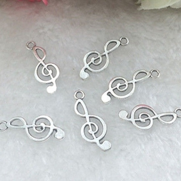 Tibetan Silver musical note 20pcs beads Charms Pendant 9x24mm