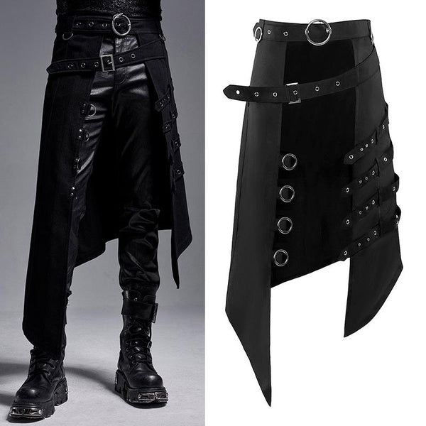 Medieval Gothic Men's Half Skirt Jacquard Steampunk Stylish Kilt Open Front Harujuku Burlesque Fringe Traditional Skirts