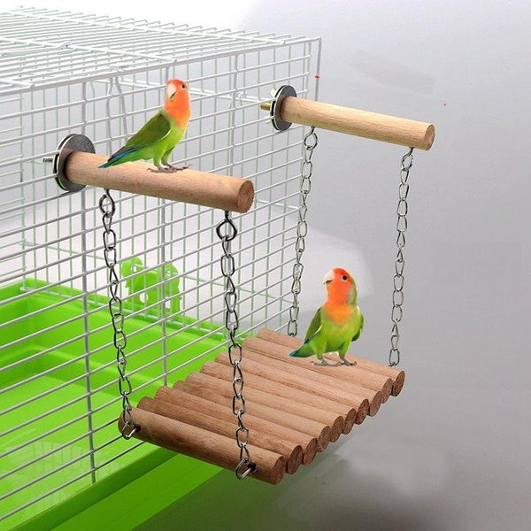 Parrot Wooden Suspension Bridge Hammock Swing Stand Bar Chew Toys Bird Cage Accessories Bird Supplies