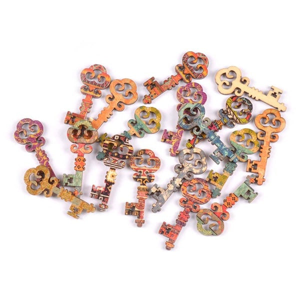 25pcs Mix Painting Wooden Ornaments Home Decoration For DIY Scrapbooking Wood Crafts Handicraft Embellishment 16x40mm MT1971