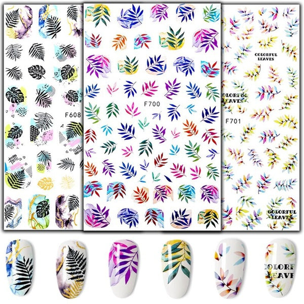 1PC Leaf Flower Nail Stickers Adhesive Transfer Leaves Designs Nail Art Decorations Manicure Foil Decal Stickers for Nails