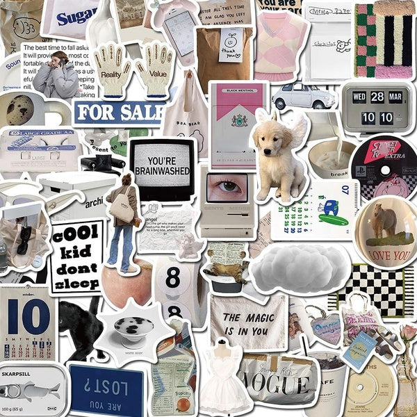 10-57pcs Vintage Ins Simple Cute Stickers Korean Cartoon graffiti Stickers for DIY Luggage Laptop Skateboard Motorcycle Bicycle Sticke