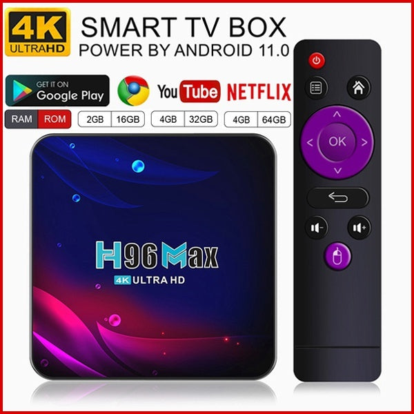 H96 MAX Power by Android 11.0 4K Android TV BOX 5G WIFI Smart TV BOX RK3318 Quad-Core Streaming Network Media Player Ott TV BOX Set-top Box