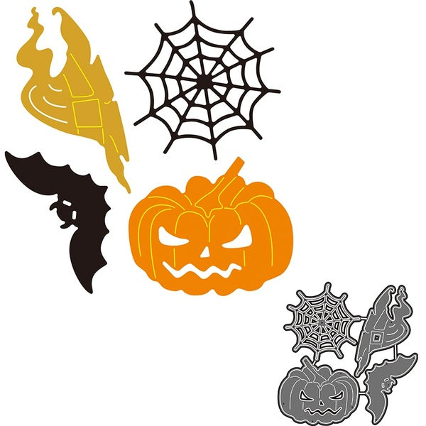 Halloween Hat Bat Metal Cutting Die, Pumpkin Paper Die Cuts, Spider Web Cutting Dies for Card Making, Metal Die Cut Stencil for DIY Crafts Scrapbook