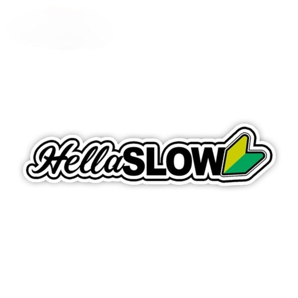 New 13cm x 3cm HellaSlow Funny JDM Drifting Low Racing Wakaba Leaf Decal Sticker Car Truck Window Bumper Motor Car Styling