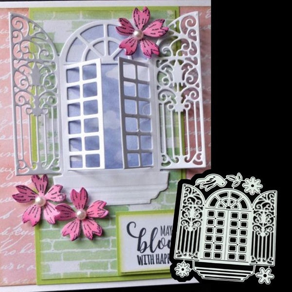 Fenêtre fer porte papier Art Design modèle métal matrices de découpe bricolage Scrapbooking gaufrage pochoir papier artisanat Album modèle
