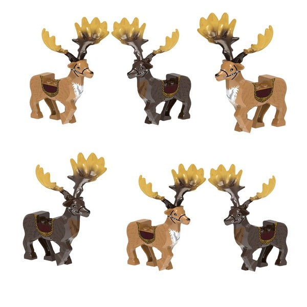 6Pcs Animal Model Series Megaloceros MOC Collection Model Building Blocks Bricks Toys Gifts