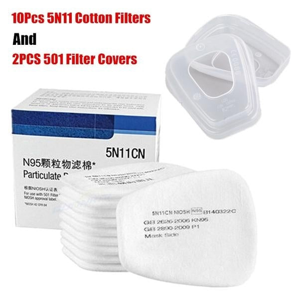 10 pièces 5N11 N95 filtre à particules en coton et 2 pièces 501 couvercle de filtre accessoires de masque à gaz filtre éponge pour 6100-6200-6800-750
