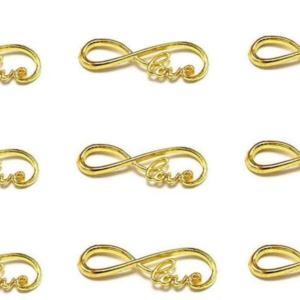 20pcs Infinity Love Symbol Connectors Charms Pendants for DIY Necklace Bracelet Jewelry Making Findings(Gold Tone)
