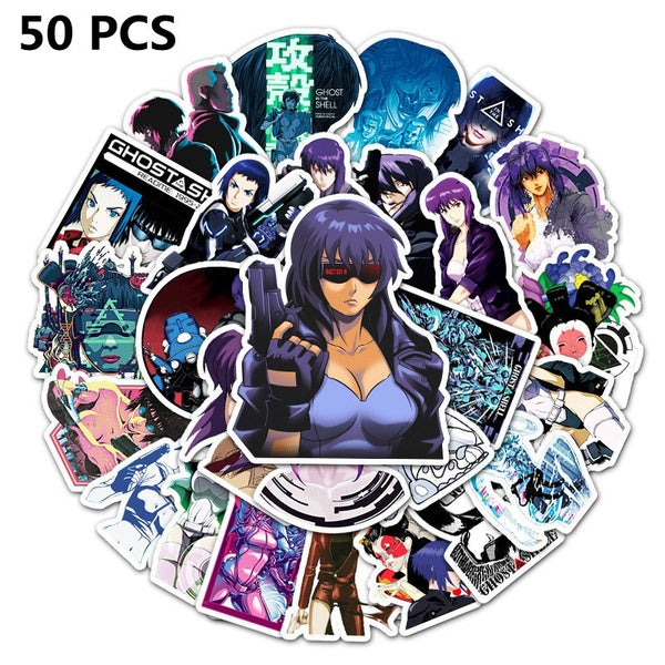 10-51pcs Cartoon Anime Ghost In The Shell Stickers Comic Kusanagi Motoko Graffiti Stickers for DIY Luggage Laptop Skateboard Motorcycle Bicycle Stick