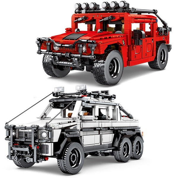 New Red White SUV Car Off-road Vehicle Model Building Block Brick Assembly Educational Toy Children Gift